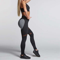 Heart Pattern Mesh Splice Leggings